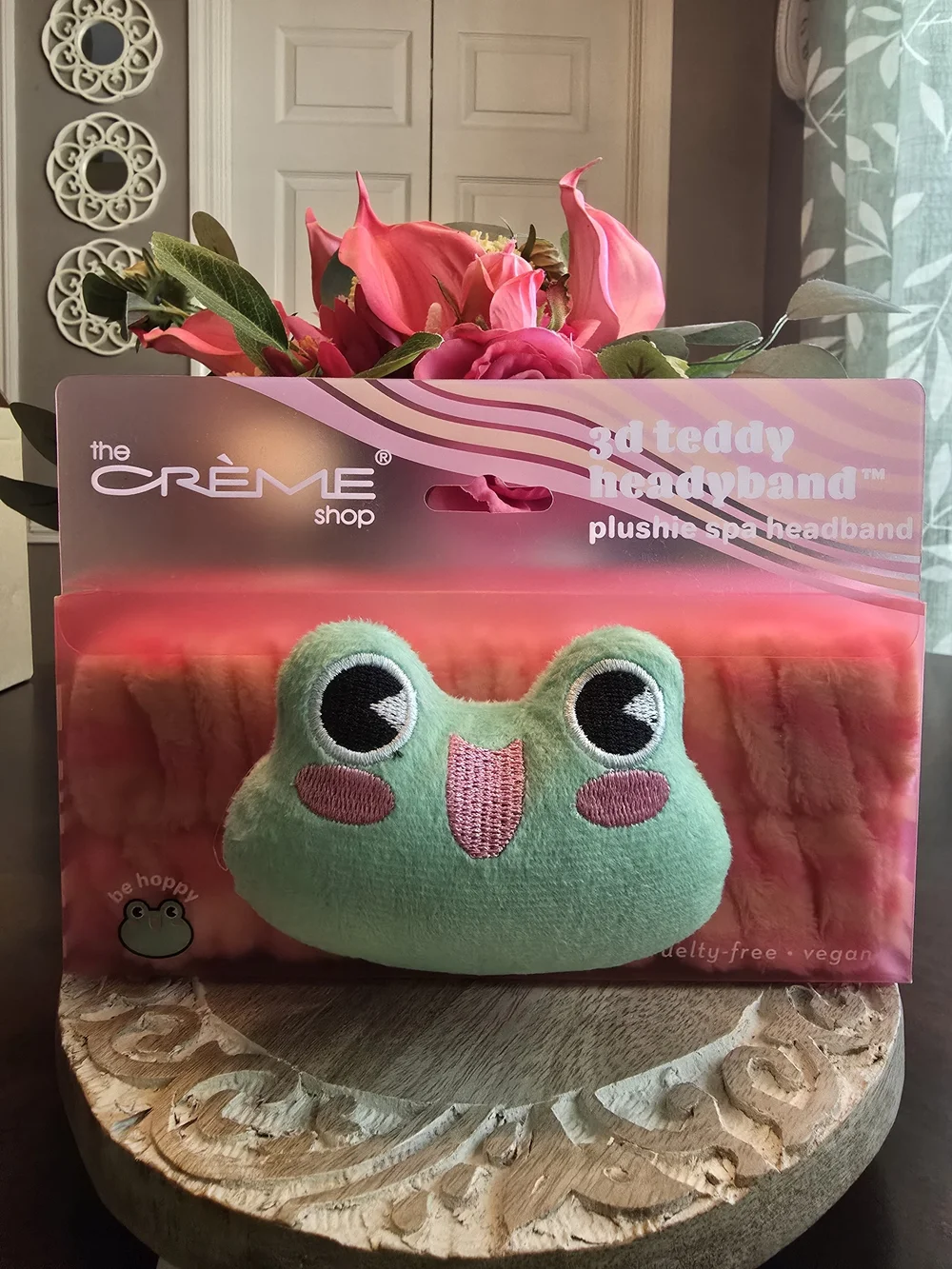 The Crème Shop Plush Green Frog 3D Teddy Headband - Spa Accessory